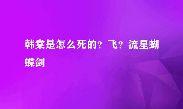 韩棠是怎么死的？飞？流星蝴蝶剑