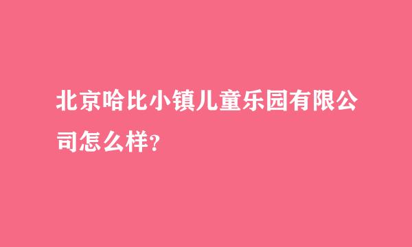 北京哈比小镇儿童乐园有限公司怎么样？