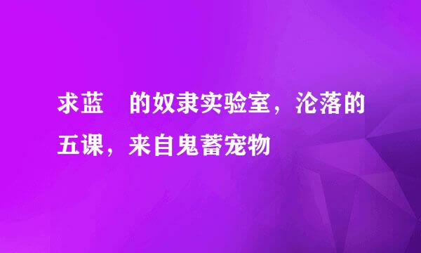 求蓝飏的奴隶实验室，沦落的五课，来自鬼蓄宠物