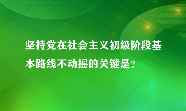 坚持党在社会主义初级阶段基本路线不动摇的关键是？