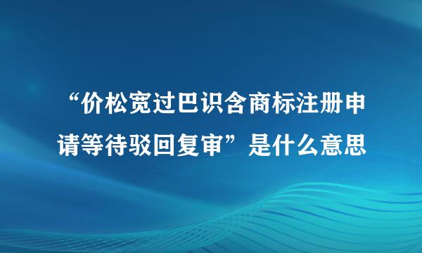 “价松宽过巴识含商标注册申请等待驳回复审”是什么意思