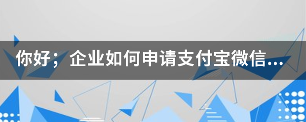 你好；企业如何申请支付宝微信收款二维码