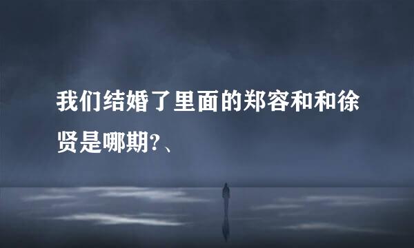 我们结婚了里面的郑容和和徐贤是哪期?、