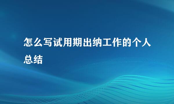 怎么写试用期出纳工作的个人总结