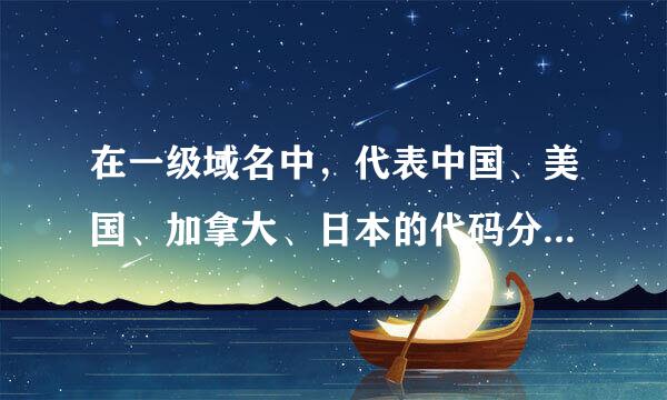 在一级域名中，代表中国、美国、加拿大、日本的代码分别是什么?