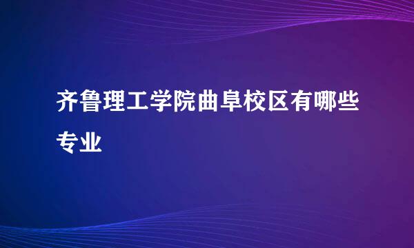 齐鲁理工学院曲阜校区有哪些专业