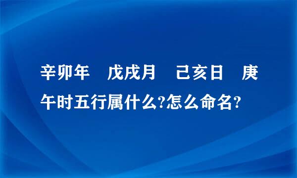 辛卯年 戊戌月 己亥日 庚午时五行属什么?怎么命名?