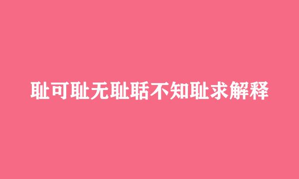 耻可耻无耻聒不知耻求解释