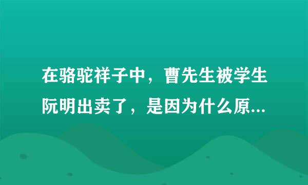 在骆驼祥子中，曹先生被学生阮明出卖了，是因为什么原因，在第几章，谁知道？