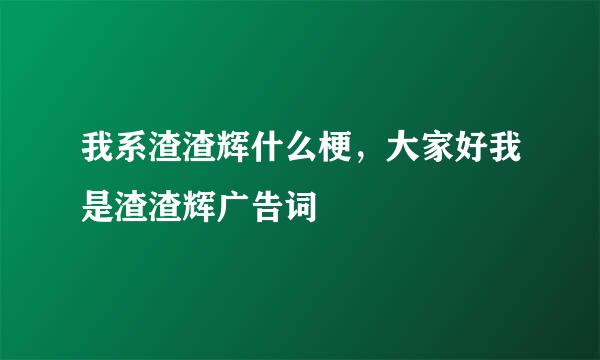 我系渣渣辉什么梗，大家好我是渣渣辉广告词