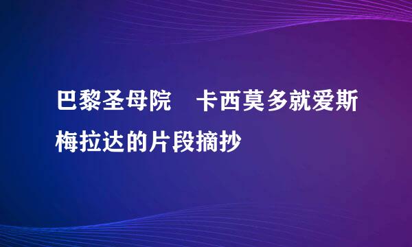 巴黎圣母院 卡西莫多就爱斯梅拉达的片段摘抄