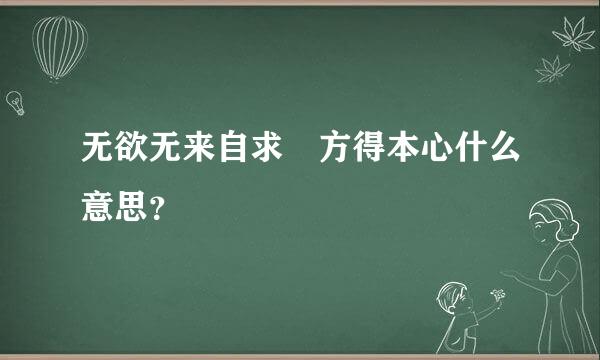 无欲无来自求 方得本心什么意思？