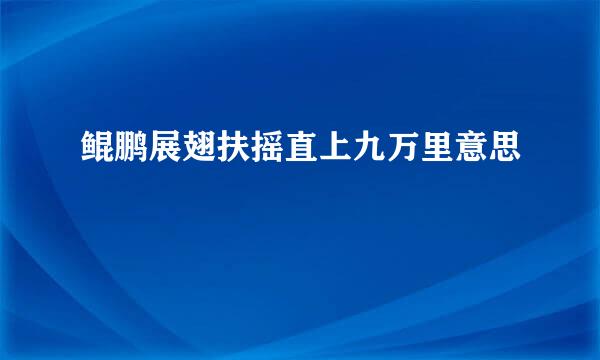 鲲鹏展翅扶摇直上九万里意思