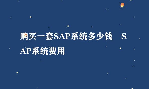 购买一套SAP系统多少钱 SAP系统费用