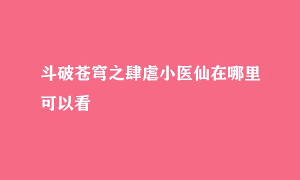 斗破苍穹之肆虐小医仙在哪里可以看