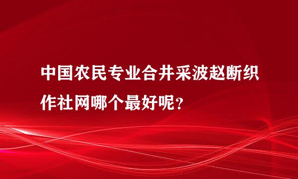 中国农民专业合井采波赵断织作社网哪个最好呢？