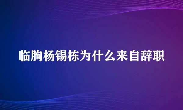 临朐杨锡栋为什么来自辞职