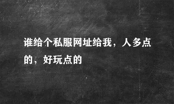 谁给个私服网址给我，人多点的，好玩点的