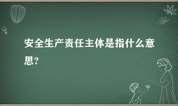 安全生产责任主体是指什么意思?