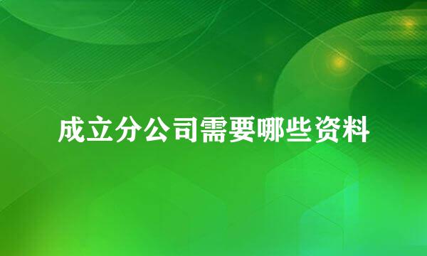 成立分公司需要哪些资料