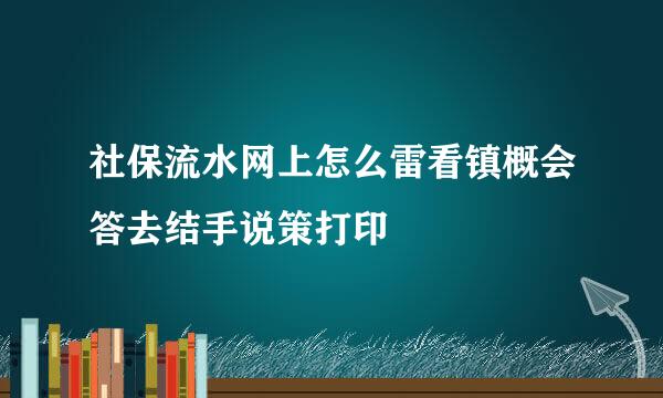 社保流水网上怎么雷看镇概会答去结手说策打印