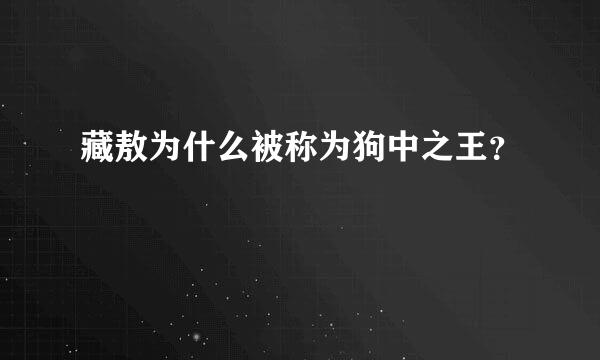 藏敖为什么被称为狗中之王？