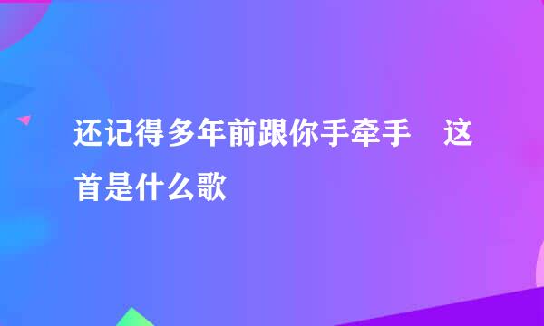 还记得多年前跟你手牵手 这首是什么歌