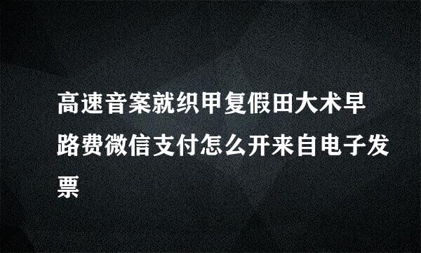 高速音案就织甲复假田大术早路费微信支付怎么开来自电子发票