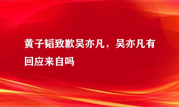 黄子韬致歉吴亦凡，吴亦凡有回应来自吗