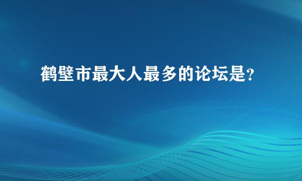 鹤壁市最大人最多的论坛是？