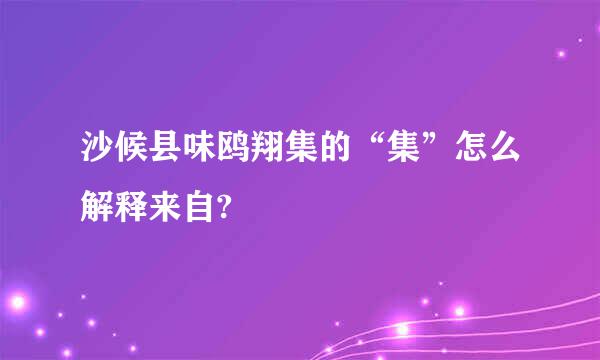 沙候县味鸥翔集的“集”怎么解释来自?