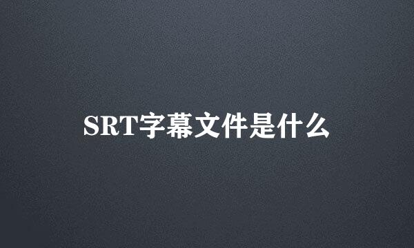 SRT字幕文件是什么