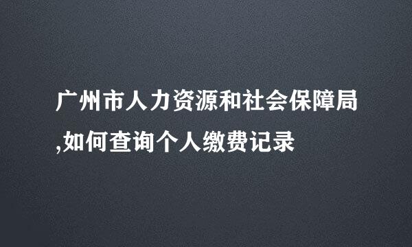 广州市人力资源和社会保障局,如何查询个人缴费记录