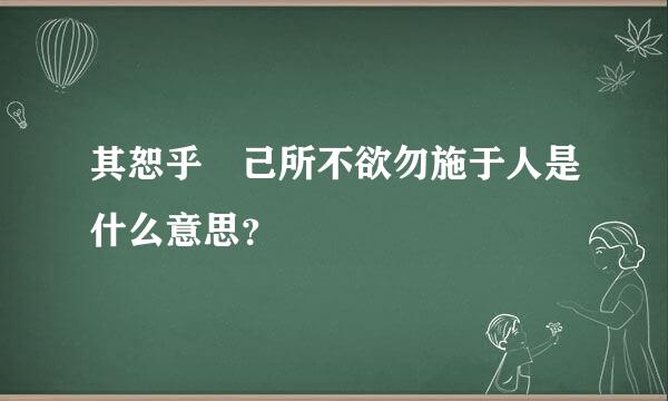 其恕乎 己所不欲勿施于人是什么意思？