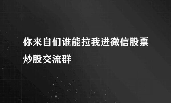 你来自们谁能拉我进微信股票炒股交流群