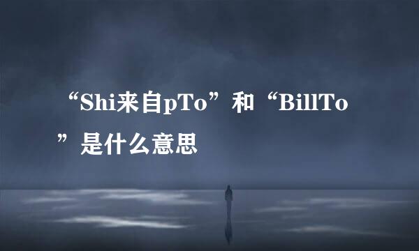 “Shi来自pTo”和“BillTo”是什么意思