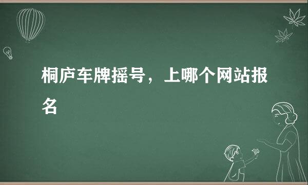 桐庐车牌摇号，上哪个网站报名