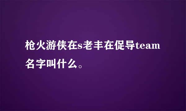 枪火游侠在s老丰在促导team名字叫什么。