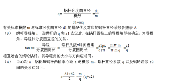 蜗杆参数来自设计