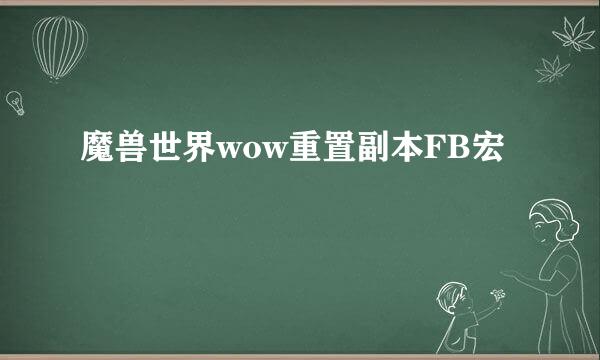 魔兽世界wow重置副本FB宏