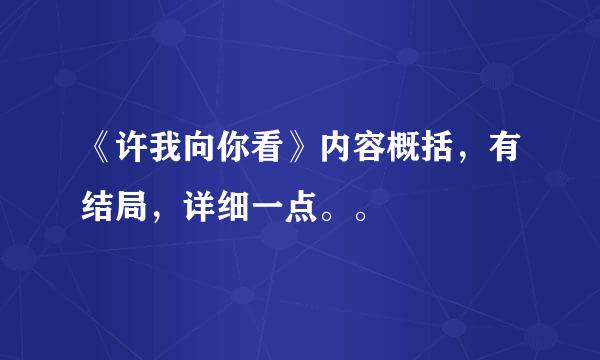 《许我向你看》内容概括，有结局，详细一点。。