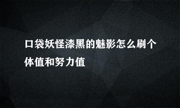 口袋妖怪漆黑的魅影怎么刷个体值和努力值