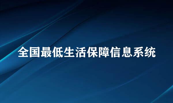 全国最低生活保障信息系统