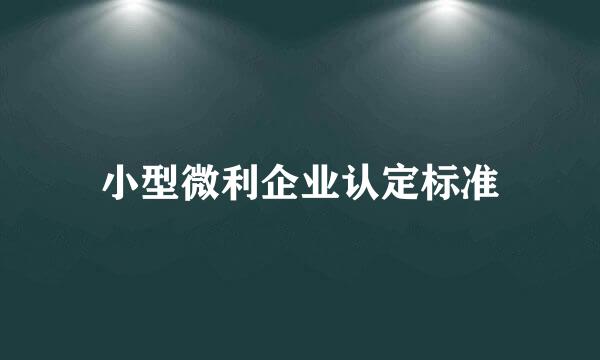 小型微利企业认定标准