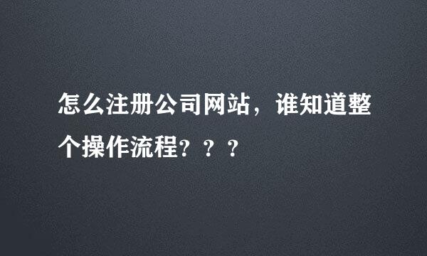 怎么注册公司网站，谁知道整个操作流程？？？