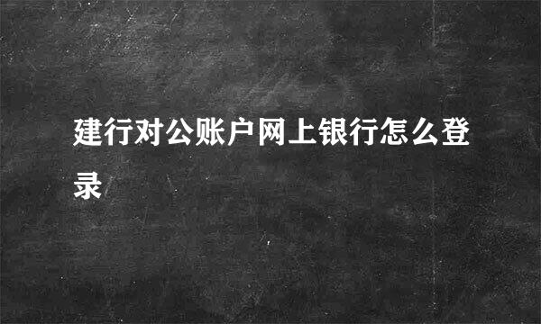 建行对公账户网上银行怎么登录