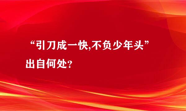 “引刀成一快,不负少年头”出自何处？