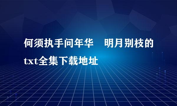 何须执手问年华 明月别枝的txt全集下载地址