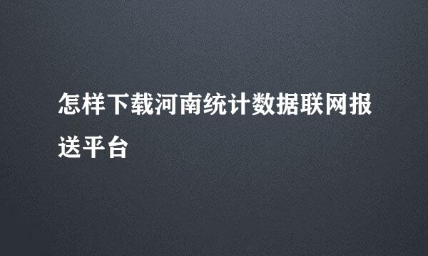 怎样下载河南统计数据联网报送平台