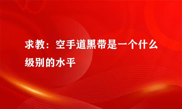 求教：空手道黑带是一个什么级别的水平